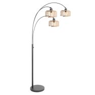3-Lichts lamp de sol Breeza-Beach 4148ZW noir avec abat-jours en bambou