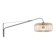 Applique murale noire Elegant Classy 4153ZW avec abat-jour en bambou naturel