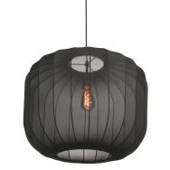 Zwarte Hanglamp Sable 4192ZW Stijlvolle Verlichting met Luxe Linnen Kap