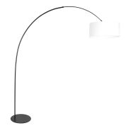 Black floor lamp Curve 4267ZW with white coarse linen shade – Unique design and functional use