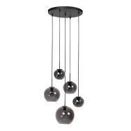 Sferio 4281ZW hanglamp met 5 rookglazen pendels