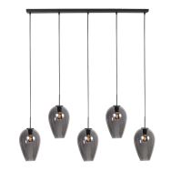 Hanglamp Drovia 4284ZW  met smoke glazen, subtiel speels design