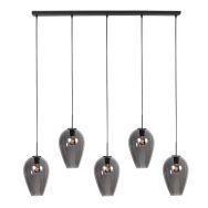 HaloSwap 4284ZW – Black linear pendant light with elegant smoke glass shades