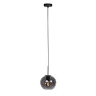 Sferio 4292ZW – Zwarte hanglamp met bolvormig smoke glas van Ø20 cm