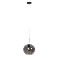 HaloSwap 4293ZW – Black pendant lamp with spherical smoke glass Ø25 cm