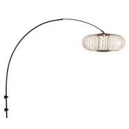 Lampe murale arc Sparkled Light 4408ZW noire avec abat-jour en bambou