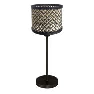 Lampe de table Noor 4420ZW – Acier noir avec abat-jour en bambou naturel