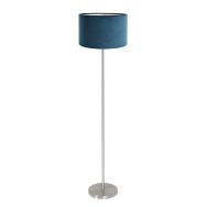 Floor Lamp Noor 4435ST – Brushed steel with blue velvet shade