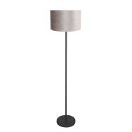 Vloerlamp Noor 4441ZW – Mat zwart met grijze velours kap