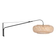 Wandlamp Maze Natural 4448ZW zwart met bamboe kap Ø60 cm