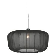 Hanglamp Vela Lino 4486ZW zwart met zwarte textiel kap Ø60 cm