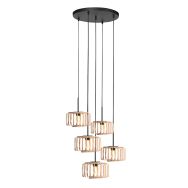 Breeza-Beach Pendant Lamp 4522ZW black with 5 bamboo shades Ø20 cm