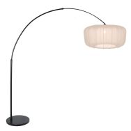 Booglamp Vela Lino 4564ZW zwart met beige-crème textiel kap