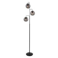 Vloerlamp Bollique 4611ZW Sfeervolle zwarte 3 lichts lamp met smoke glas