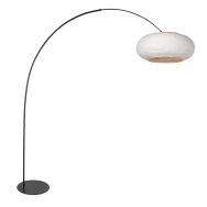 Vloerlamp Curve 4642ZW - stijlvolle zwarte booglamp met linnen kap