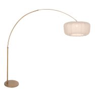 Booglamp Vela Lino 4673BR brons met beige-crème textiel kap