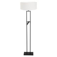 Vloerlamp Stang 4725ZW met grof wit linnen kap en leeslicht