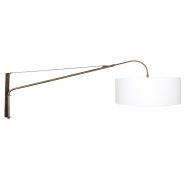 Wandlamp Elegant Classy 4750BR brons met grof wit linnen kap Ø50 cm