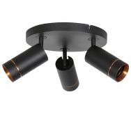 Zwarte spot Downlume 4859ZW, 3-lichts GU10 plafondspot