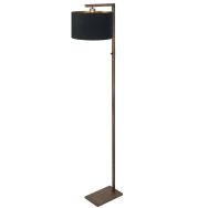 Bronzen vloerlamp Stang 4895BR met schakelaar en zwarte linnen kap