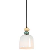 Vetrass hanglamp 1-lichts wit glas en steen – 4915ZW