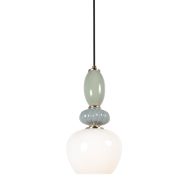 Vetrass hanglamp 1-lichts wit glas en steen – 4916ZW
