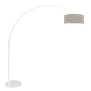 Booglamp Sparkled Light 7170W wit met grijs grof linnen kap