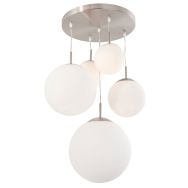 Hanglamp Bollique 7376ST staal 5 lichts met mat wit glas