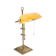 Tafellamp Ancilla 7735BR bronzen notarisamp met amber glas