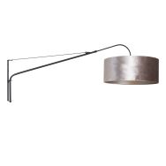 Wandlamp Elegant Classy 8134ZW zwart met grijze velours kap Ø50 cm