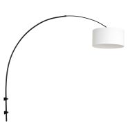 Boog wandlamp Sparkled Light 8138ZW zwart met grof wit linnen kap