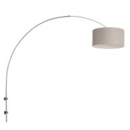 Boog wandlamp Sparkled Light 8143ST staal met grof grijs linnen kap