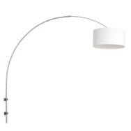 Boog wandlamp Sparkled Light 8144ST staal met grof wit linnen kap