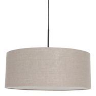 Hanglamp Sparkled Light 8155ZW, zwart met grijs grof linnen kap