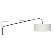 Black wall lamp Elegant Classy 9323ZW with white coarse linen shade