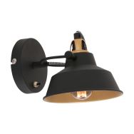 Applique murale noire et dorée Nove 3326ZW avec bras court
