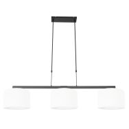 Black 3-light hanging lamp Stang 3458ZW with white linen shades