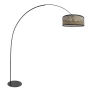 Schwarze Stehlampe Curve 4261ZW mit natur schwarz geflochtenem Bambus Lampenschirm – Einzigartiges Design und funktionale Nutzung