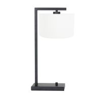 Black table lamp Stang 7118ZW with white fine linen shade