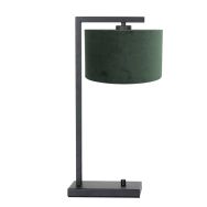 Zwarte tafellamp Stang 7121ZW met groen velours kap