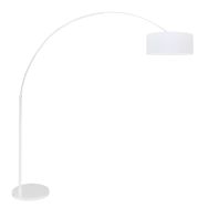 White floor lamp / arc lamp Sparkled Light 7166W with white linen shade