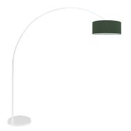 White floor lamp / arc lamp Sparkled Light 7171W with green velvet shade