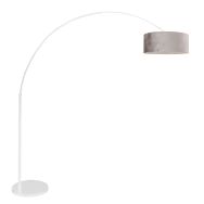 Witte vloerlamp / booglamp Sparkled Light 7172W met grijs velours kap