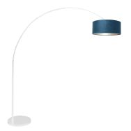 Witte vloerlamp / booglamp Sparkled Light 7174W met blauw velours kap