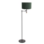 Zwarte vloerlamp Stang 7181ZW met leeslamp en groen velours kap