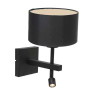 Black wall lamp Stang 7193ZW with reading lamp and black linen shade