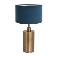 Bronzefarbene Tischleuchte Brass 7309BR mit blauem Samtschirm