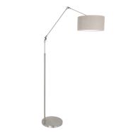 Staalkleurige vloerlamp Prestige Chic 8101ST met grijs linnen kap