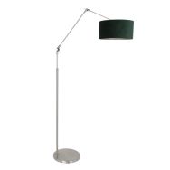 Staalkleurige vloerlamp Prestige Chic 8103ST met groen velours kap