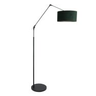 Zwarte vloerlamp / booglamp Prestige Chic 8115ZW met groen velours kap